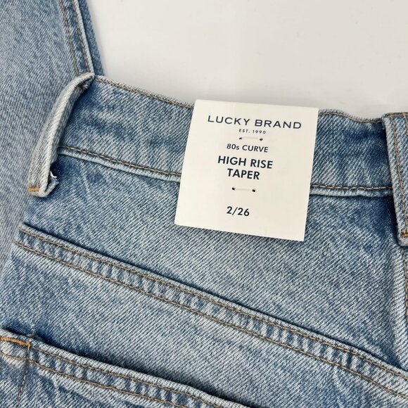 Lucky Brand Blue Light Wash 80s Curve High Rise Tapered Jeans | New With Tags - Picture 3 of 11